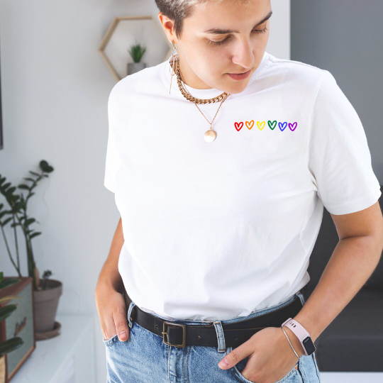 Minimalist Rainbow Heart Pride T-Shirt